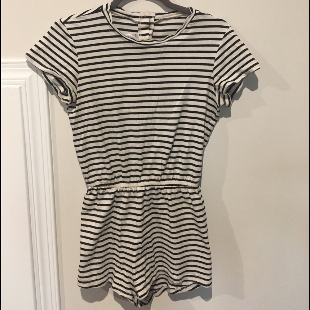 Black and white striped American apparel romper